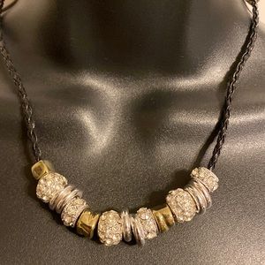 NWT gold and silver braided necklace with matching earrings